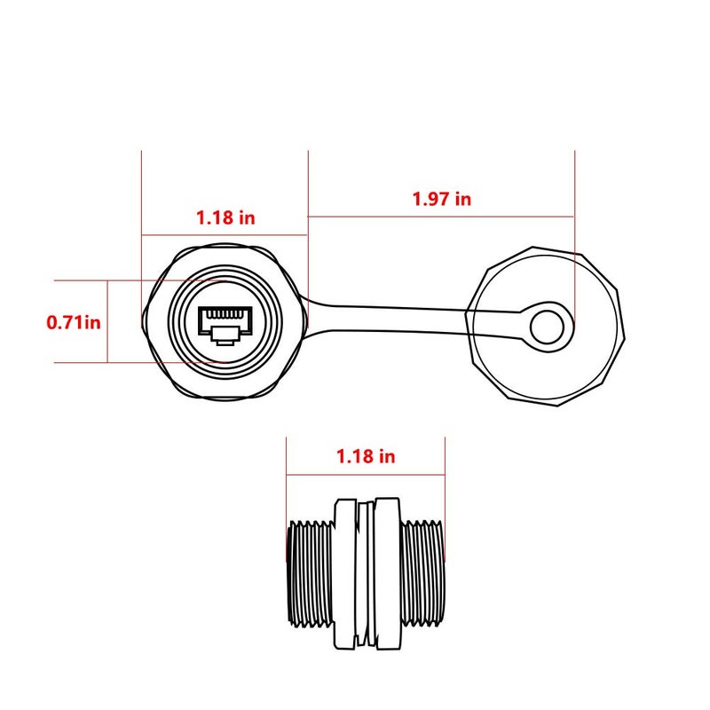 UMLIFE 2PCS RJ45 Ethernet LAN Cable Connector CAT6 Shielded Industrial Panel Mount Bulkhead Feed Thru Coupler with Waterproof IP67 Dustproof Cap Outdoor Industrial Standard - Image 4